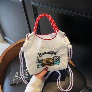 2026 Summer Canvas Embroidered Eco-friendly Shopping Commuter Women’s Shoulder Niche Crossbody Bag