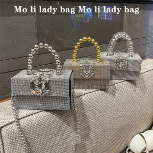 2026 New Shiny Fairy Gold Diamond Handbag Evening Rhinestone Small Square Banquet Crossbody Women’s Bag