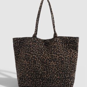 Korean Niche Leopard Print Canvas For Women Summer New Casual Lazy Style Shoulder Large Capacity Commuter Tote Bag