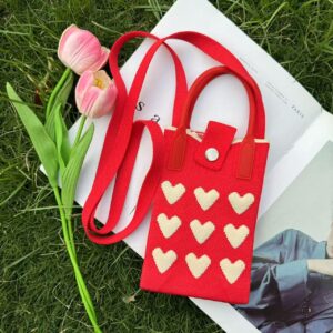 Love Fashionable Versatile Mobile Phone Portable Messenger Knitted Bag