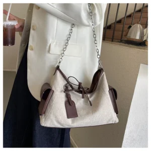 Free Shipping Designer Shoulder Bags Canvas Splicing Large Capacity Tote Black Underarm Bag Fashion