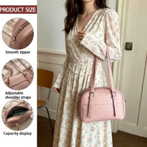 Minimalist Textured Small Boston Bag Casual Women Portable Hand Shoulder Purse