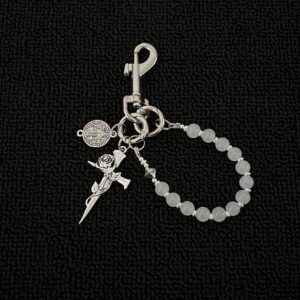 National Tide Men And Women Wear Pendants Ins Style Retro White Jade Color High End Metal Keychain