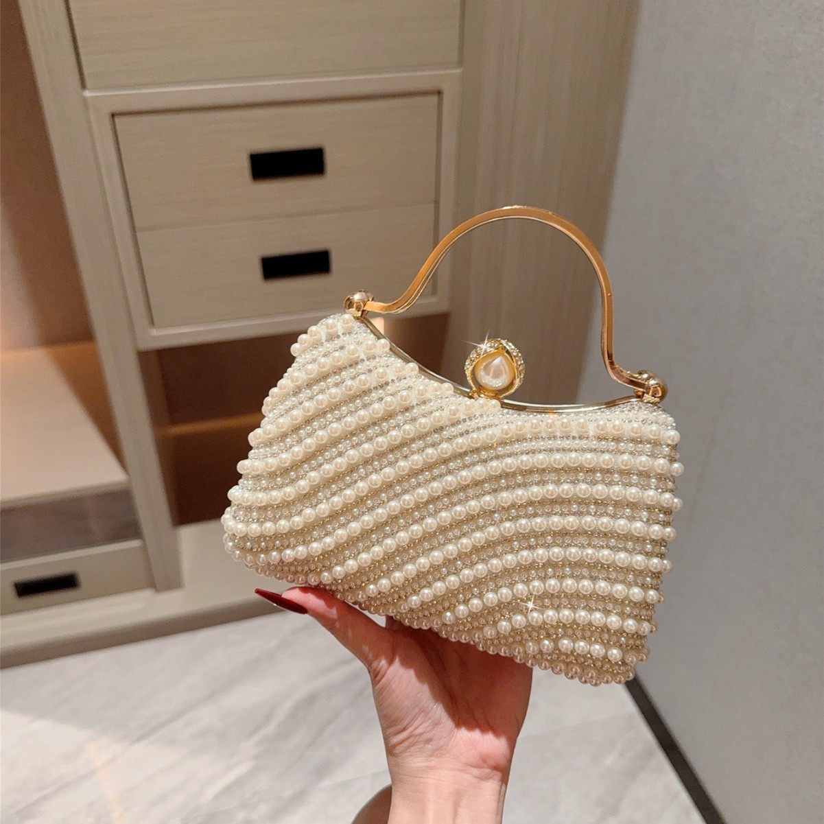 New Romantic Pearl Handbag Wedding Birthday Party Banquet Crossbody Evening Bag - Image 3