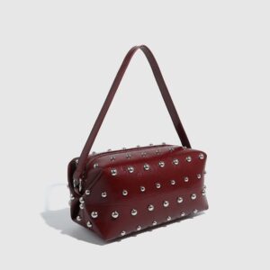 Women’s Punk Shoulder Trend Street Fashion Chain Crossbody Pillow Bag PU Leather Zipper Closure Medium Small Multi Color