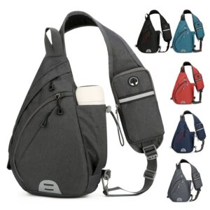 Unisex Waterproof Oxford Sling Chest Bag Adjustable Crossbody Backpack, Reflective Strip & Earphone Hole,Multi Pockets