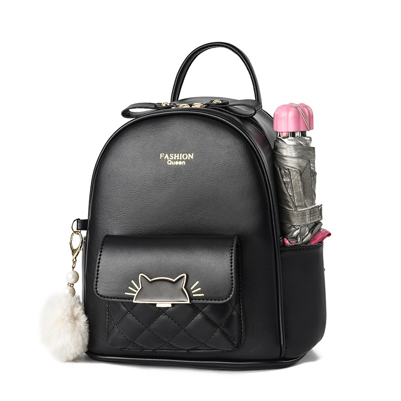 Fashion Soft Leather Women Net Celebrity Shopping Cartoon Large Backpack Leisure - Image 5