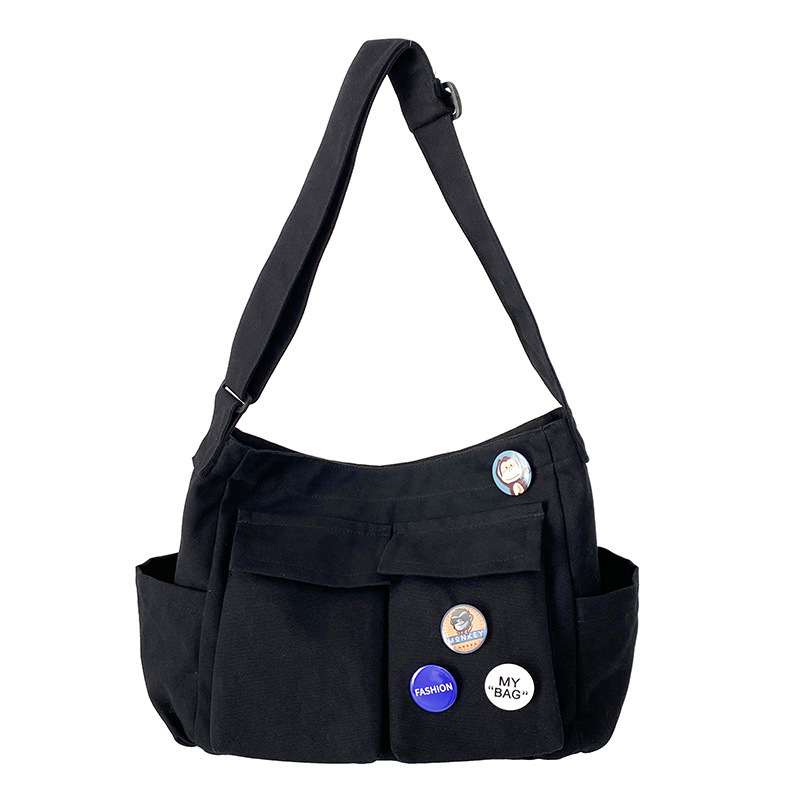 Retro Tooling Style Women's Shoulder Messenger Ins Canvas Large Capacity Literary And Leisure Bag Women