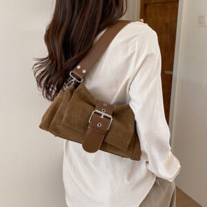 Retro Versatile Belt Buckle Handbag Shoulder For Women Style Trendy And Unique Commuter Bag