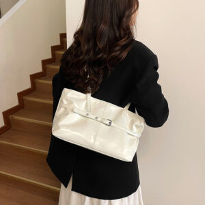 Fashion Glossy Tote Large Capacity Commuter Shoulder Versatile Casual Women’s Bag