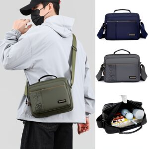 Premium Smooth PU Leather Horizontal Shoulder Bag Stylish Decorative Strip Durable Lightweight Outdoor Work Daily Men