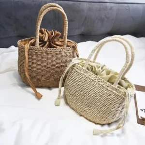 Straw Bags For Women Summer Handmade Woven Beach Bag Bohemia Handbag Bolsos Fashion Rattan Basket Tote Purse 241231
