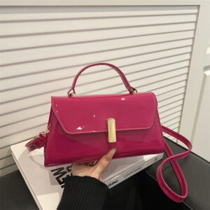 Glossy Finish New Trendy Fashion Simple Buckle Casual Shoulder Bag Crossbody Handbag For Women