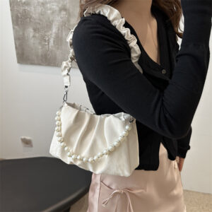 Summer Niche Handbags For Women 2026 New Fashion Trend Pleated Shoulder Underarm Sweet Handheld Small Square Bag