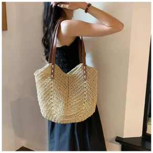 Casual Style Straw Summer New Large Capacity Spring Outing Shoulder Fashionable Picnic Handbag Beach Bag
