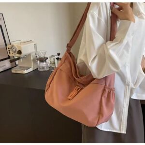 Minimalist Large Capacity Canvas For Women, Casual Versatile Commuter Shoulder Tote College Student Class Crossbody Bag,