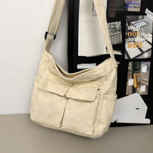 Women’s Crossbody 2026, Artistic Youth Shoulder Ins-style Large-capacity Workwear Canvas Bag, College Student Class Bag