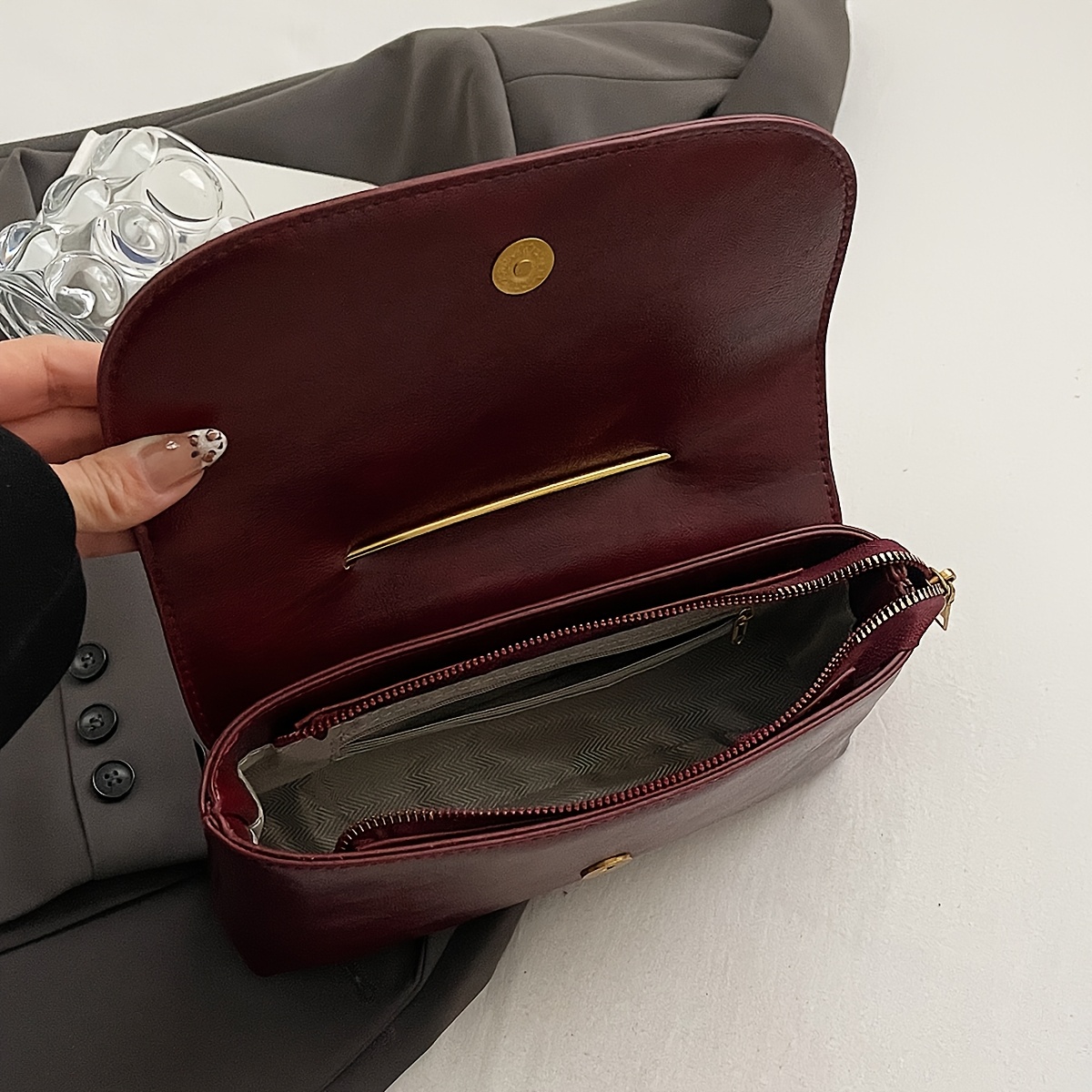 Unique Large Pin Design Envelope Bag Ladies Punk Style Daily Evening Purse - Image 12