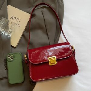 Minimalist Elegant Patent Leather Small Square For Women 2026 New Lock Crossbody Solid Color Versatile Shoulder Underarm