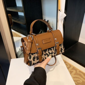 Cross-Border New Niche Retro Trendy Leopard Print Handbag Fashion Women’s Shoulder Crossbody Bag Wholesale