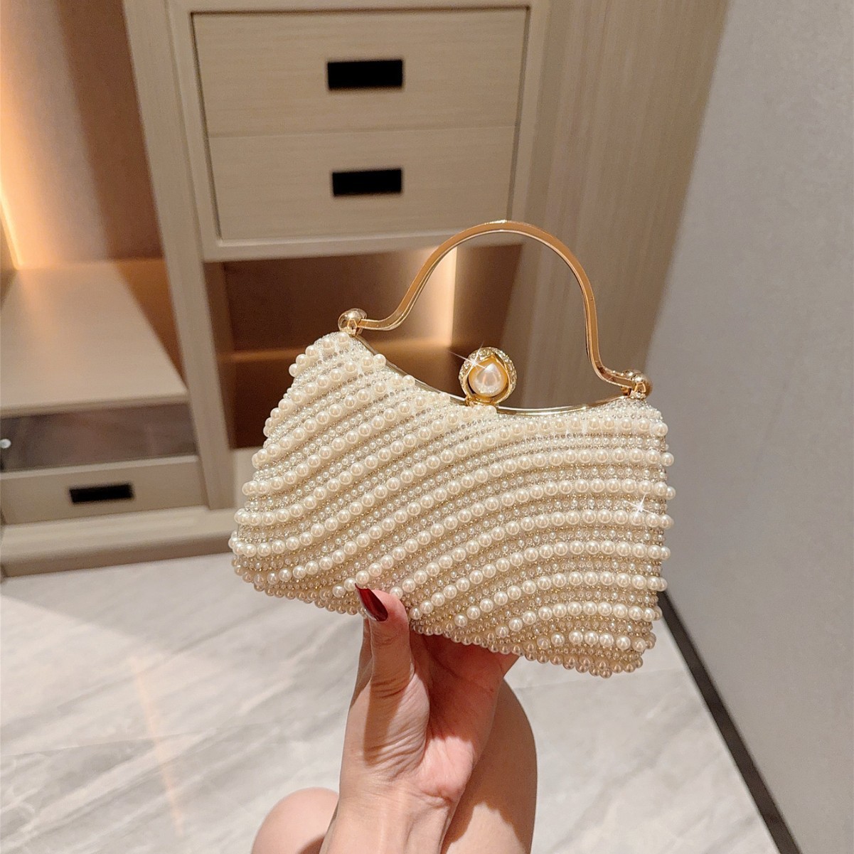 New Romantic Pearl Handbag Wedding Birthday Party Banquet Crossbody Evening Bag - Image 2