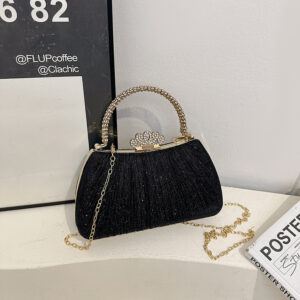 European And American Cross-Border Gold Shiny Pleated Chain Evening 2026 Women’s Fashionable Elegant Clutch Shoulder Bag
