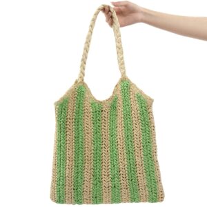 New hand-woven straw colorful stripes large capacity woven tote bag