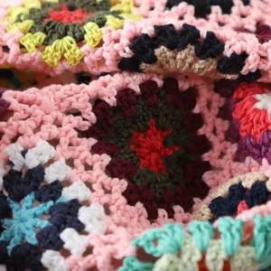 Women Tote Floral Crochet Large Capacity Knitted Trendy Handmade Cut-out Boho Bag Vintage Multicolor Hollow Out Handbag