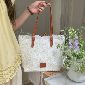 Lace Tote For Women 2026 New Model Large-capacity Shoulder Handbag French Gentle Style Versatile Commuter Bag
