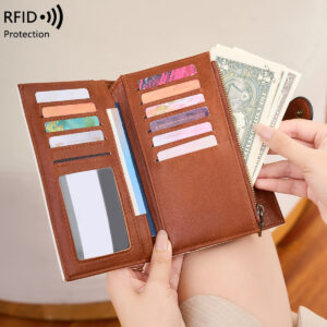 Cross-Border New RFID Anti-Magnetic Women’s Multi-Card Slots 70% Off Long Wallet European And American Retro Fashion