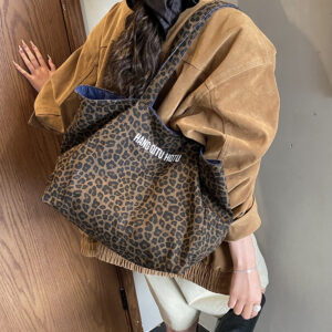 Korean Dongdaemun Leopard Print Tote 2026 New Model High-end Double-sided Mommy Winter Shoulder Bag Trendy