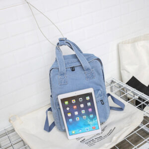 Japanese Fresh And Women’s Korean Version Of College Style Denim Backpack, Simple Student Schoolbag