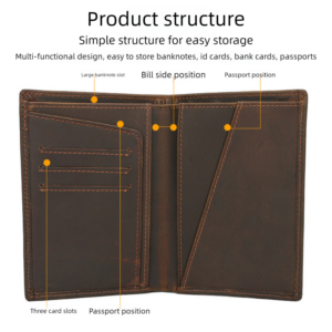 New Reto Men’s Genuine Leathe Passpot Coin Puse Cazy Hose RFID Anti-Magnetic Wallet Money Clip Document Cad