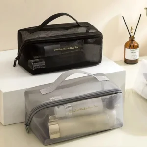 2026 Large Capacity Mesh Makeup New Organizer Pouch Lightweight Transparent Wash Solid Travel Storage Bag Swissmilitary