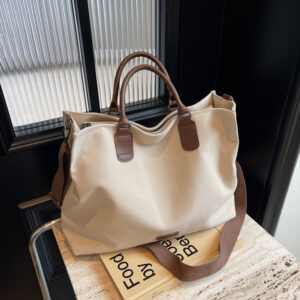 Women’s Trendy Large-Capacity Canvas Shoulder Bag Simple Crossbody Tote For Commuting Casual Shopping Multi-Compartment