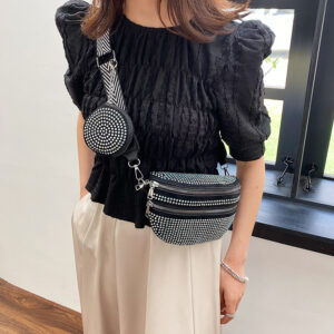 P7border Women’s 2026 New Net Red Fashion Mother-in-law Small Full Of Diamonds One-shoulder Messenger Double-layer Chest
