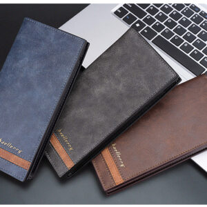 Men’s Long Bifold Wallet, Vintage Matte Faux Leather Purse, Multi Card Slots Anti-demagnetization Zipper Coin Pocket