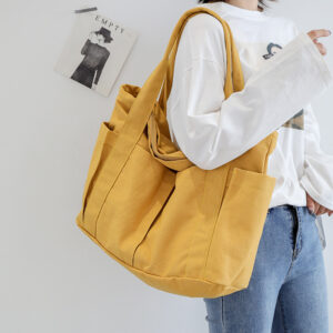Canvas bag for women 2026 new trendy Korean casual capacity shopping simple single shoulder large bag, broadband handbag