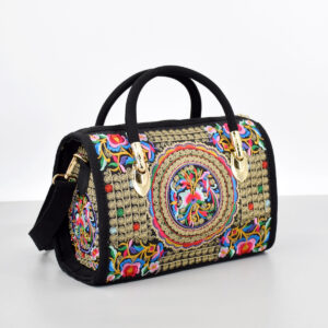 Women’s Bags National Style Retro Embroidered Handbag Canvas Embroidery One Shoulder Crossbody Pillow Travel Bag