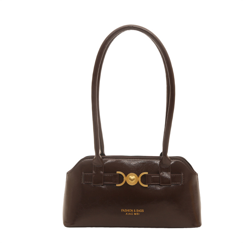 Moon‑Buckle Baguette Bag Women Solid‑Color Underarm Shoulder Purse - Image 10