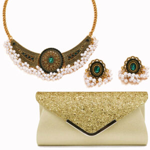 Women’s Jewelry – Vintage Winged Diamond Drop Necklace And Earrings Trio For Evening Party, Elegant Boho Chic Statement