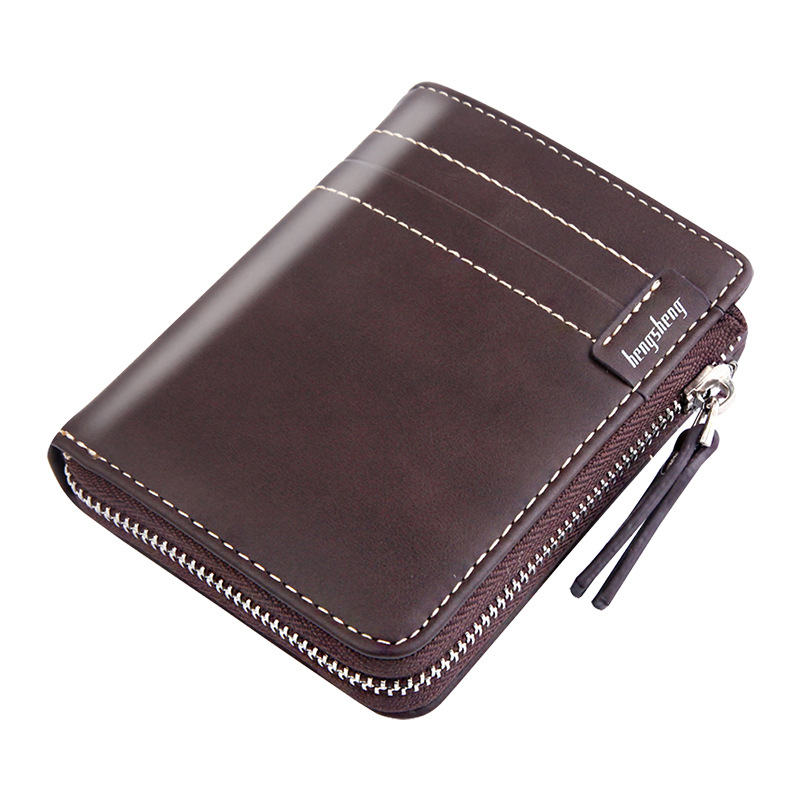 New Short Wallet Zipper Dollar Clip Men's Oil Wax Leather Driver's License - Image 2