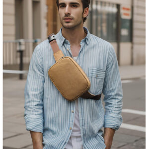 Leather Outdoor Multifunctional 2-in-1 Waist And Dual-use Chest Bag, Shoulder Bag