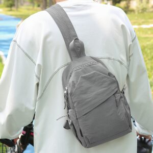 Lightweight Oxford Mini Sling Chest Backpack Unisex Solid Color Multi Pocket Adjustable Strap Casual Cycling Travel