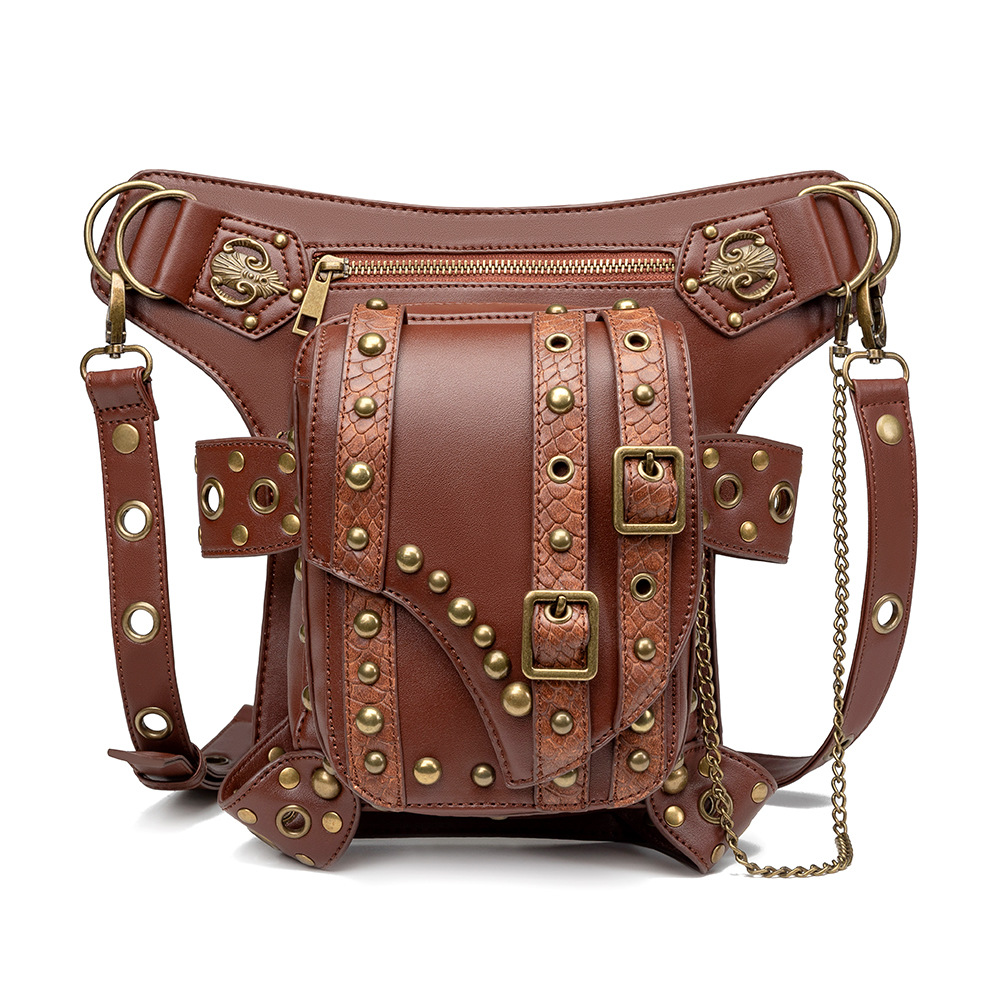 punk rock locomotive chain women's shoulder messenger men's waist bag - Image 5