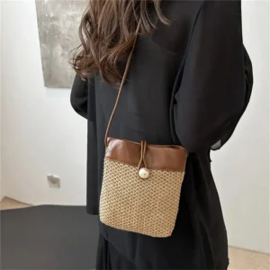 Simple Grass Woven Shoulder Small Handmade Braid Crossbody Bag Portable Bohemian Handbags For Summer 250324