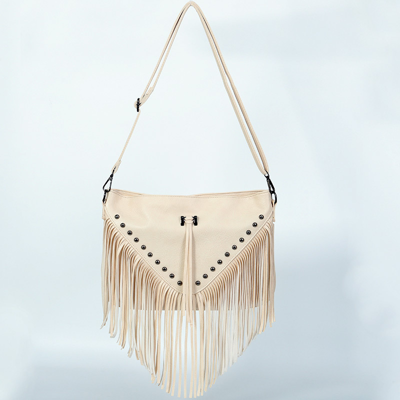 Bags Soft Leather Trendy Casual Rivet Tassel Shoulder Crossbody Women's Large Bag - Image 7