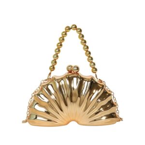 Evening Acrylic Coral Box Chain Fan Shape Shell Handheld Shoulder Crossbody Bag For Women