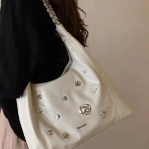 2026 New Shinjuku Punk Diamond Embedding High Capacity Tote Commuter Versatile Outgoing Shoulder Bag