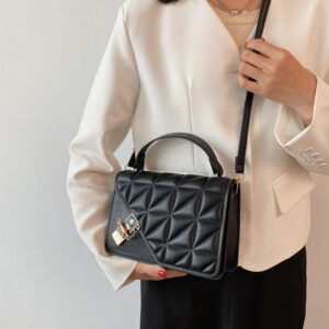 New Retro Solid Color Small 2026 Autumn Fashion Embossed Crossbody Western Style Rhombic Simple Hand Bag for Women